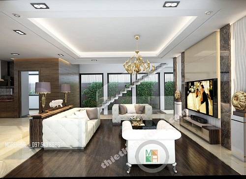 Cầu thang gỗ biệt thự cao cấp